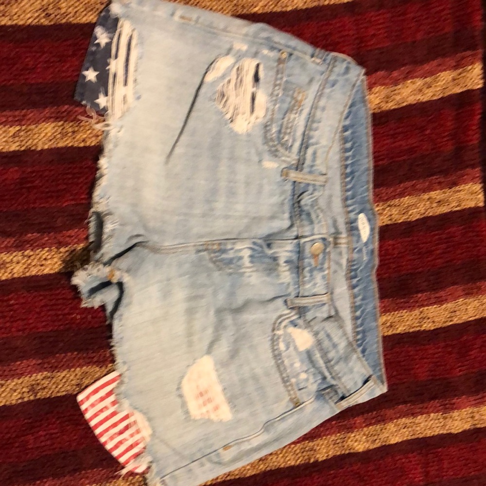 Distressed American flag pockets